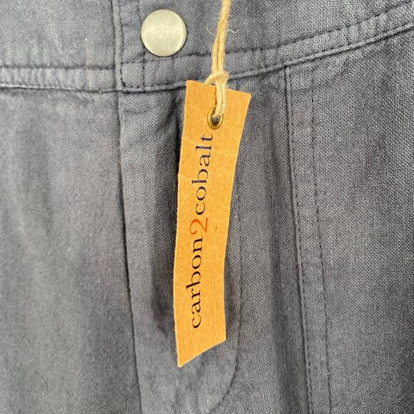 Carbon2Cobalt Pants Women’s 2 Gray Linen Coastal Nautical Vacation Beach - Picture 3 of 10